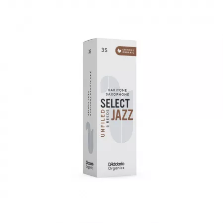 Organic Select Jazz Unfiled Трости для саксофона баритон, размер 3S, 5шт, D'Addario, ORRS05BSX3S