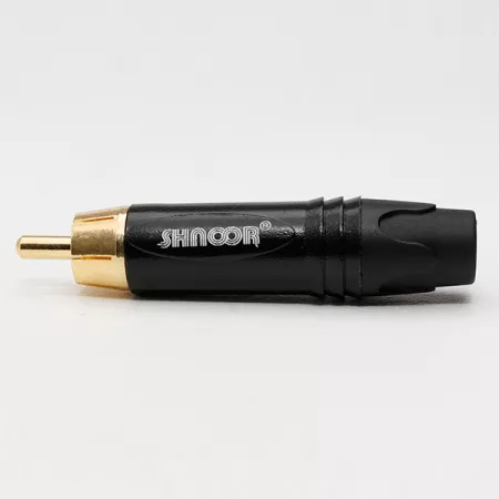 SRCM-G-B Разъем на кабель RCA male, черный хвостовик, SHNOOR