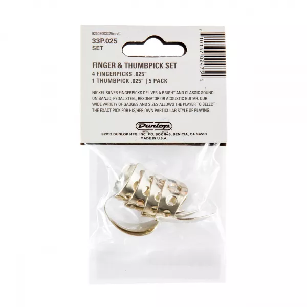 Nickel Silver Медиаторы на палец 5шт, нейзильбер, толщина .025, Dunlop, 33P.025  рис.2 