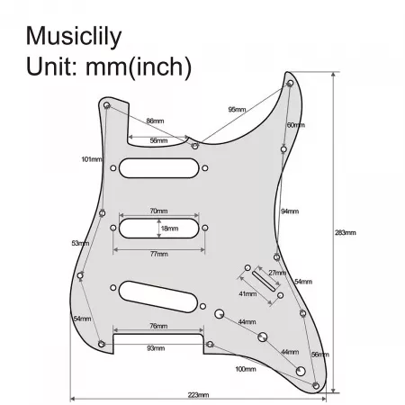 Пикгард для электрогитары Fender Stratocaster, 3 слоя, черная, Musiclily, MX0112
