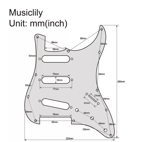 Пикгард для гитары Fender Stratocaster SSS, 3 слоя, белая, Musiclily, MX1388AW  рис.2 