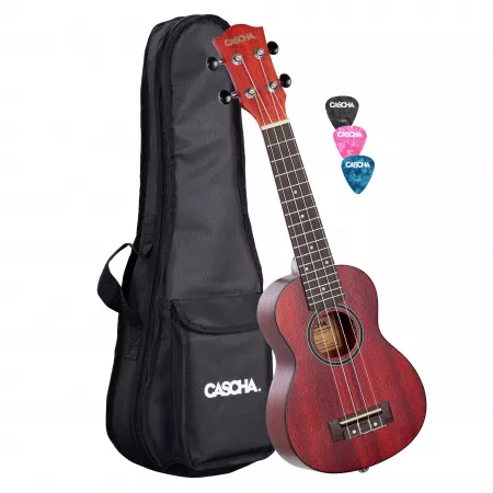 Mahogany Series Укулеле сопрано, с чехлом, красный, Cascha, HH-2263