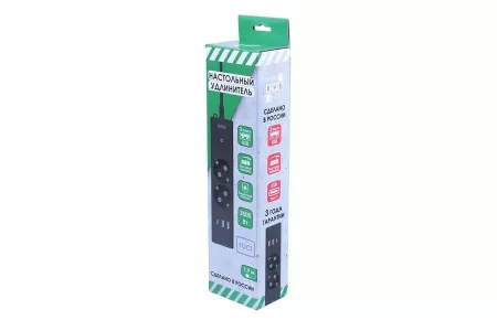 PowerCube Удлинитель, 2 розетки, 3 USB-порта, Электрическая мануфактура, PC-5B-2M