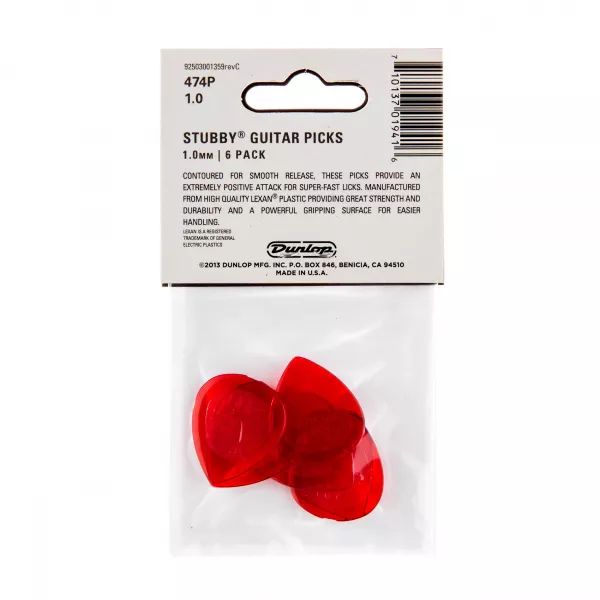 Stubby Jazz Медиаторы 6шт, толщина 1,0мм, Dunlop, 474P1.0  рис.2 