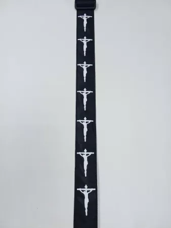 Ремень для гитары, черный, аппликация Христос, MEZZO, MZ-RG-5-1ApChristBk