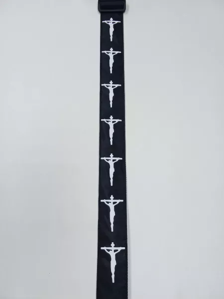 Ремень для гитары, черный, аппликация Христос, MEZZO, MZ-RG-5-1ApChristBk  рис.2 