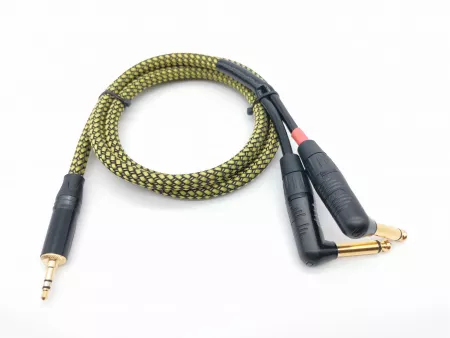 Кабель аудио 3.5-2х6.3мм, 1.25м, угловой, ZZcable, G47-3,5-2JR-0125-Z