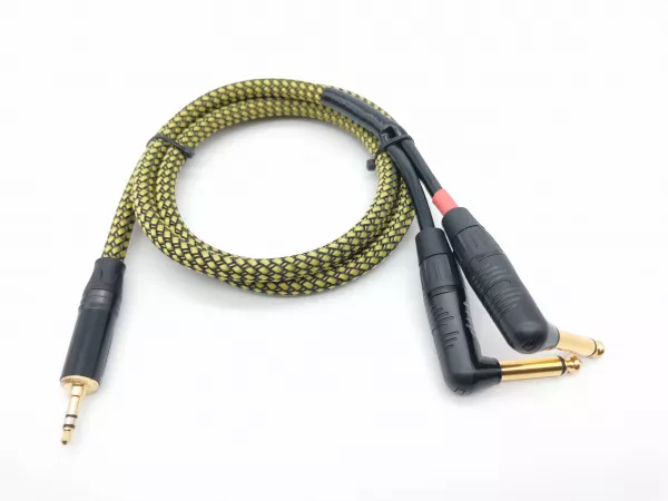 Кабель аудио 3.5-2х6.3мм, 1.25м, угловой, ZZcable, G47-3,5-2JR-0125-Z  рис.2 