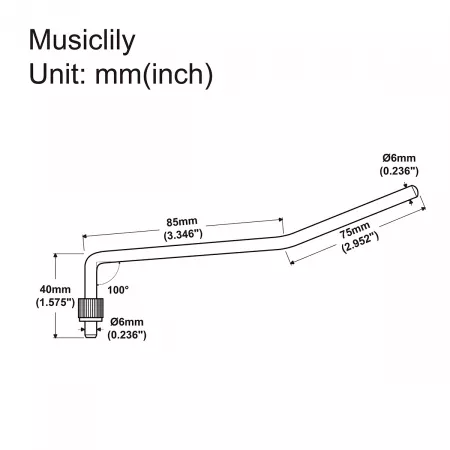 Рычаг тремоло Floyd Rose style, 6мм, золото, Musiclily, MX2206GD