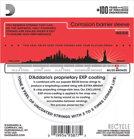 EXP12 COATED 80/20 Струны для акустической гитары Medium 13-56 D`Addario