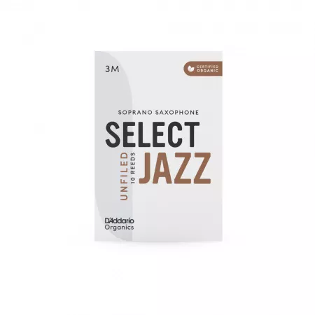 Organic Select Jazz Unfiled Трости для саксофона сопрано, размер 3M, 10шт, D'Addario, ORRS10SSX3M