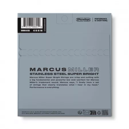 Marcus Miller Super Bright Комплект струн для бас-гитары, нерж.сталь, 45-105, Dunlop, DBMMS45105