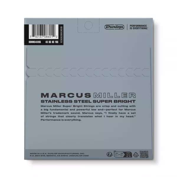 Marcus Miller Super Bright Комплект струн для бас-гитары, нерж.сталь, 45-105, Dunlop, DBMMS45105  рис.2 