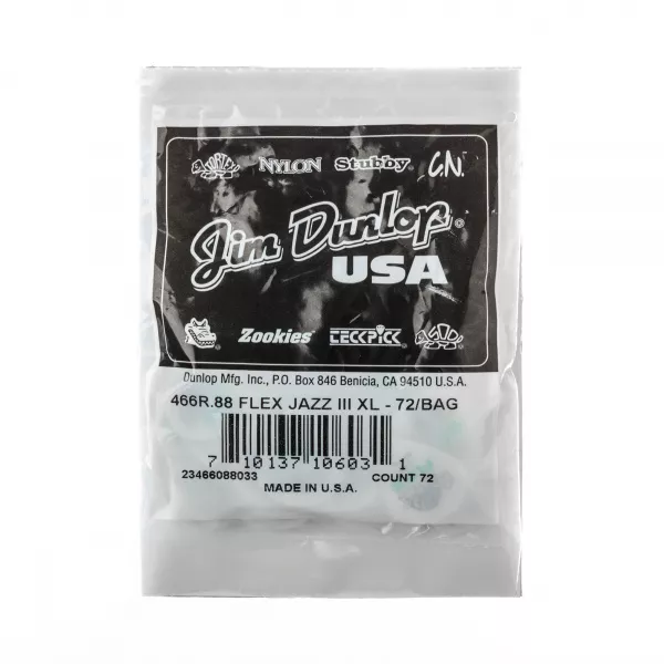 Tortex Flex Jazz III XL Медиаторы, 72шт, толщина 0.88мм, Dunlop, 466R.88  рис.2 