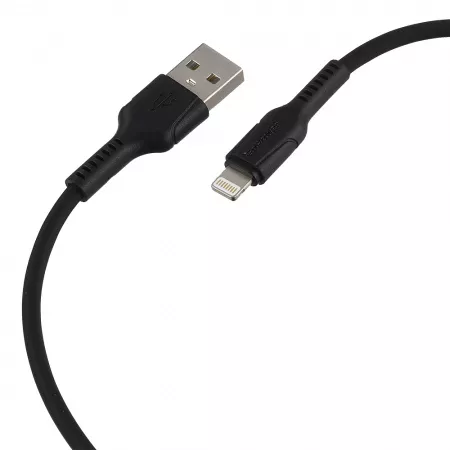 Кабель GP21L USB (m)-Lightning (m) 2.4A силикон черный, GoPower, 00-00028370