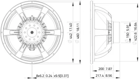 Динамик 18", 2400Вт, 8 Ом, Lavoce, SAN184.02