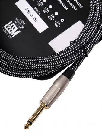 Кабель инструментальный, черный/белый, 3м, Leem, FBS-3(BK/WH)