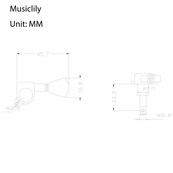 Колки для гитары, 3+3, хром, Musiclily, M169-3M757-3  рис.2 