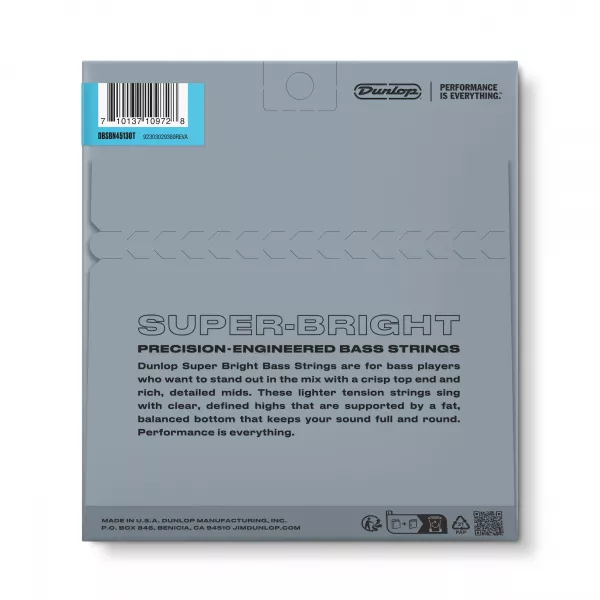 Super Bright Tapered Комплект струн для 5-струнной бас-гитары, никелир., 40-120, Dunlop, DBSBN45130T  рис.2 