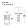 Опоры бриджа Tune-O-Matic Nashville, 2шт, золото, Musiclily, MX2209GD-2