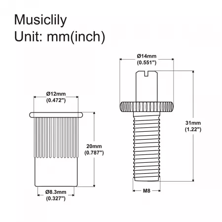 Опоры бриджа Tune-O-Matic Nashville, 2шт, золото, Musiclily, MX2209GD-2