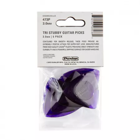 Tri Stubby Медиаторы, треугольные, 6шт, толщина 3,0мм, Dunlop, 473P3.0