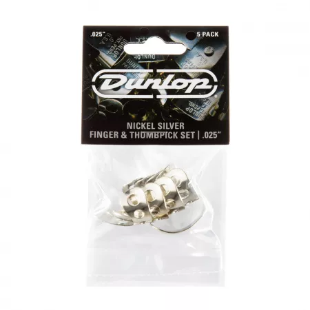 Nickel Silver Медиаторы на палец 5шт, нейзильбер, толщина .025, Dunlop, 33P.025