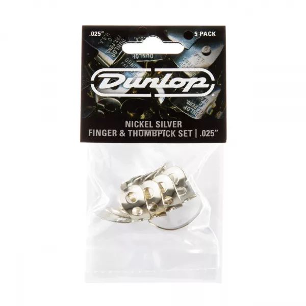 Nickel Silver Медиаторы на палец 5шт, нейзильбер, толщина .025, Dunlop, 33P.025  рис.2 