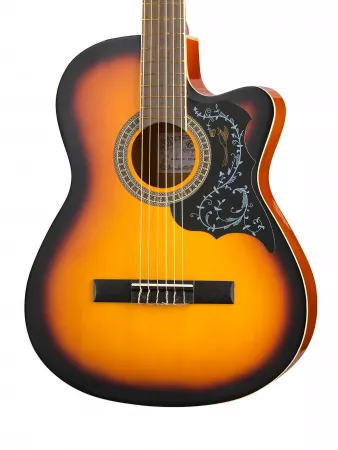 Классическая гитара 4/4, с вырезом, санберст, Grape, EC-309C-3TS