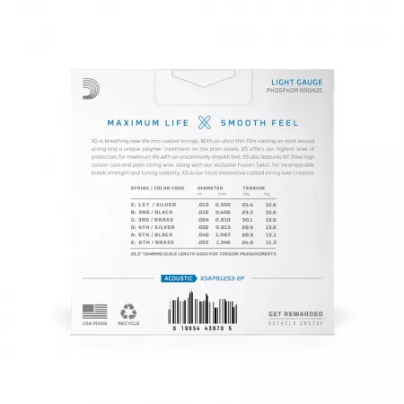 Струны для акустической гитары, фосфорная бронза, 11-52, 2 комплекта, D'Addario, XSAPB1152-2P