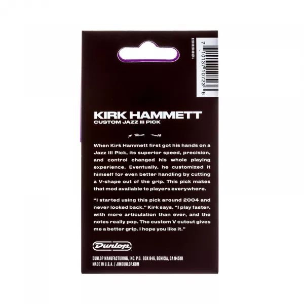 Kirk Hammett Jazz III Медиаторы, 6шт, толщина 1.38мм, Dunlop, 47PKH3NPS  рис.2 
