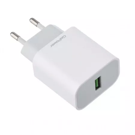 Сетевое зарядное устройство GPQC07 1USB 18W QC3.0, белый, GoPower, 00-00022767
