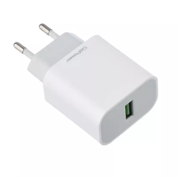 Сетевое зарядное устройство GPQC07 1USB 18W QC3.0, белый, GoPower, 00-00022767  рис.2 