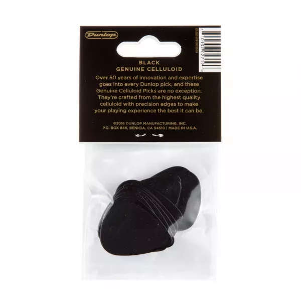 Genuine Celluloid Медиаторы, 12шт, средние, черные, Dunlop, 483P03MD  рис.2 