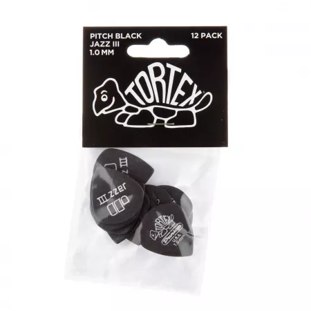 Tortex Pitch Black Jazz III Медиаторы 12шт, толщина 1,00мм, Dunlop, 482P1.0