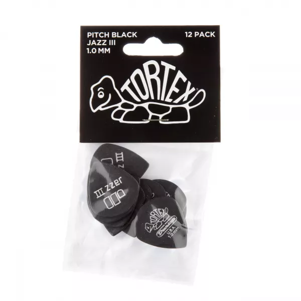 Tortex Pitch Black Jazz III Медиаторы 12шт, толщина 1,00мм, Dunlop, 482P1.0  рис.2 