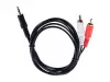 Кабель AUX 3.5мм-2xRCA 1.5м ПВХ черный в пакете, GoPower, 00-00027488