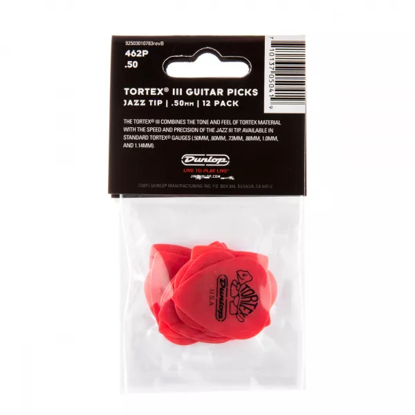 Tortex III Медиаторы 12шт, толщина 0,50мм, Dunlop, 462P.50  рис.2 