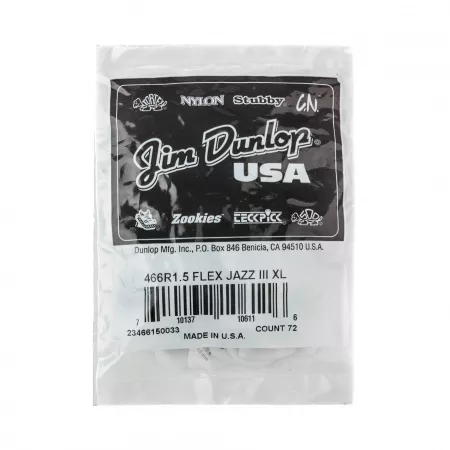 Tortex Flex Jazz III XL Медиаторы, 72шт, толщина 1.5мм, Dunlop, 466R1.5