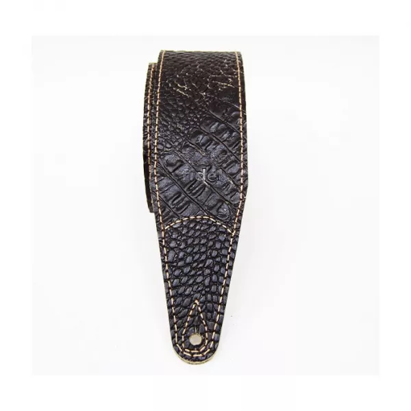 Leather 11 Ремень для гитары, кожаный, черный кофе, тиснение рептилия, Fidel, FL660337L11  рис.2 