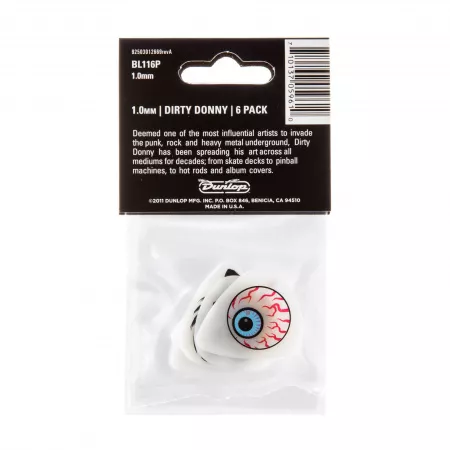 Dirty Donny S3 Медиаторы 6шт, толщина 1.0мм, Dunlop, BL116P1.0