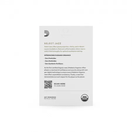 Organic Select Jazz Filed Трости для саксофона сопрано, размер 3H, 10шт, D'Addario, ORSF10SSX3H