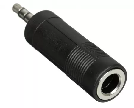Переходник Jack 3.5мм(m)-Jack 6.3мм(f) черный, GoPower, 00-00032069