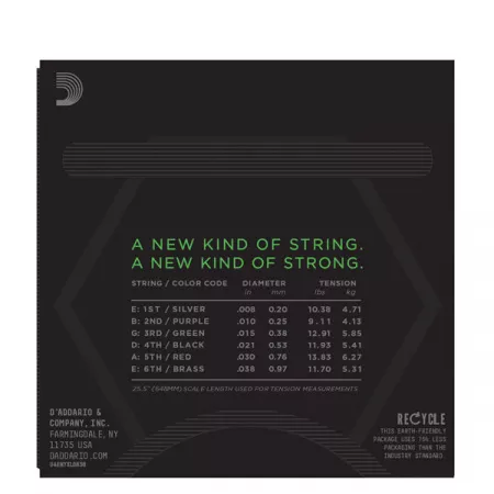 NYXL0838 NYXL Комплект струн для электрогитары, никелированные, Extra Super Light, 08-38, D'Addario