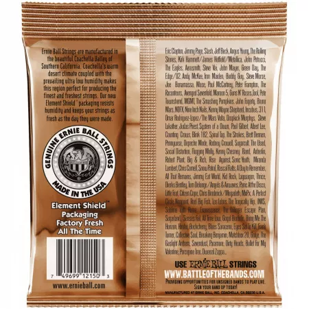 EARTHWOOD Комплект струн для акустической гитары, фосфорная бронза, 10-50, Ernie Ball, P02150