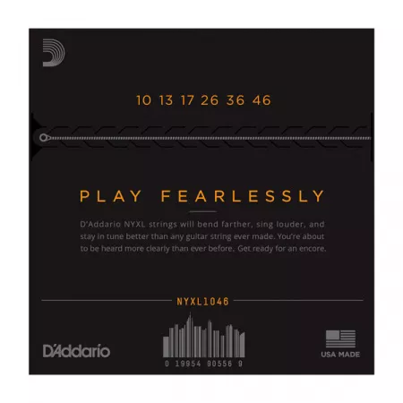 NYXL1046 NYXL Комплект струн для электрогитары, никелированные, Regular Light, 10-46, D'Addario