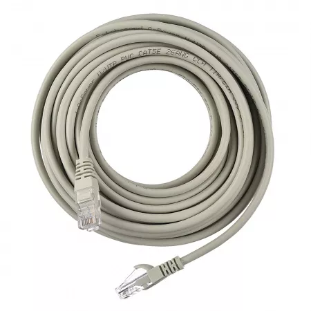 Патч-корд RJ-45 (m)-RJ-45 (m) 10.0м кат.5е ПВХ 26AWG, серый, в пакете, GoPower, 00-00027476