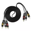 Кабель 3xRCA (m)-3xRCA (m) 3.0м ПВХ, черный, в пакете, GoPower, 00-00027485