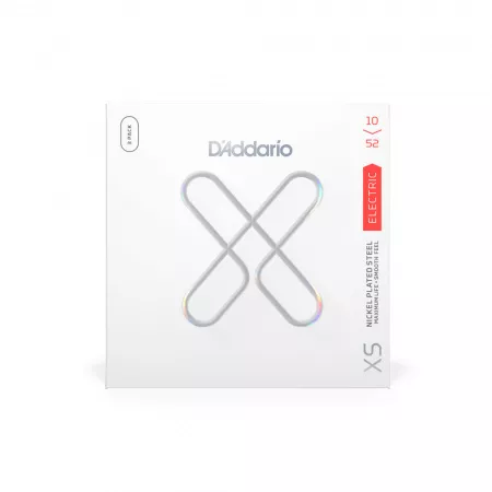 XS Nickel Струны для электрогитары, никелированные, 10-52, 3 комплекта, D'Addario, XSE1052-3P