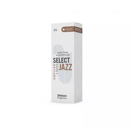 Organic Select Jazz Unfiled Трости для саксофона баритон, размер 3S, 5шт, D'Addario, ORRS05BSX3S